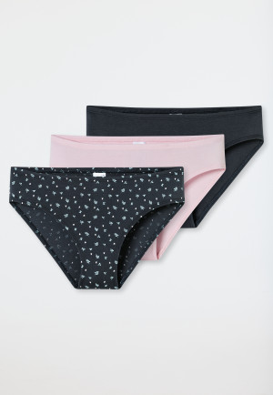Slips 3er-Pack Organic Cotton graphit/ zartrosa - 95/5