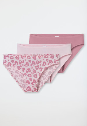 Briefs 3-pack Organic Cotton hearts rosewood/ soft pink - 95/5