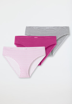 Briefs 3-pack striping flowers multi-colored - 95/5