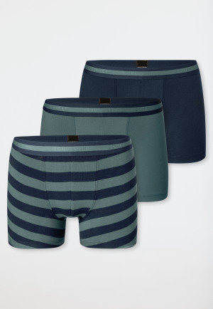 Shorts 3er-Pack Ringel dunkelblau/ grün - 95/5
