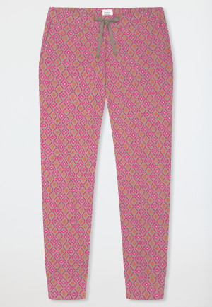 Pantaloni lunghi con risvolto in fantasia fucsia - Mix+ Relax
