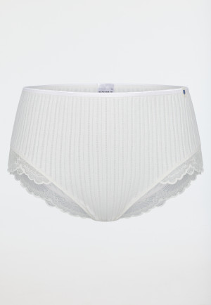 Culotte midi côtelé mille-raies dentelle off-white - Revival Marie