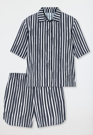 Pyjama kurz Webware Streifen graphit - selected! premium