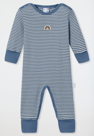 Completo bebè a costine sottili manica lunga Vario piede a righe jeans blu - Natural Love