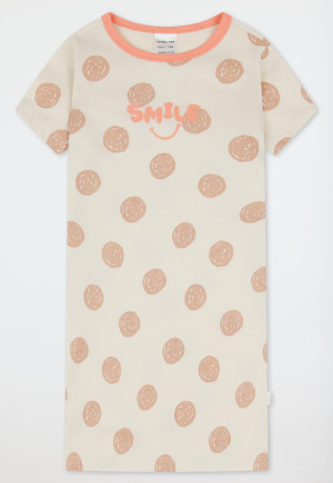 Camicia da notte a maniche corte a punti crema - Natural Love