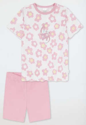 Pigiama corto Orlo arrotolato fiori bianco - Girls World