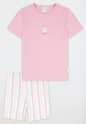 Pigiama corto a strisce color gelato malva - Girls World