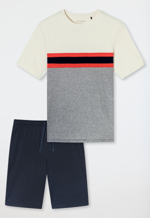 Schlafanzug kurz Ringel hellrot - Casual Nightwear