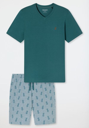 Pyjama court encolure en V ananas vert - 95/5