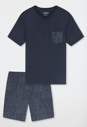 Pyjama court graphite imprimé - Fine Interlock