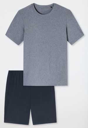Schlafanzug kurz Streifen nachtblau - Selected Premium Jacquard