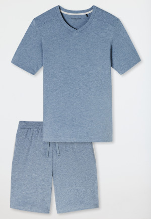 Schlafanzug kurz blau-jaspe - Modern Nightwear