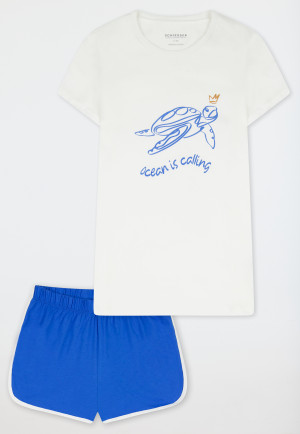 Schlafanzug kurz Schildkröte weiß - Nightwear