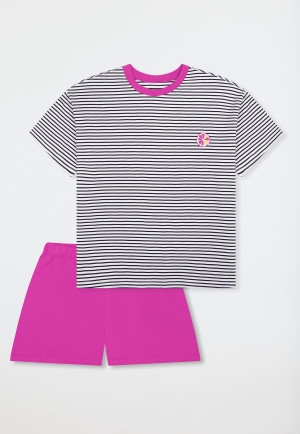 Pyjama court rayures agrumes fuchsia - Teens Nightwear
