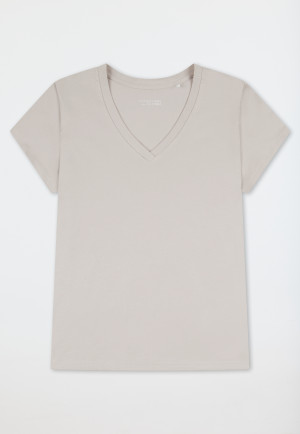 Shirt kurzarm tiefer V-Ausschnitt grau-jaspe - Mix+Relax