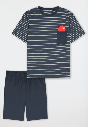 Pyjama court rayures graphite - Nightwear