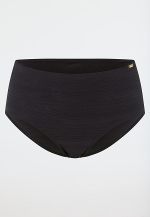 Bikini panty jersey recycled stripes black - aqua