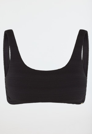Bustier bikini top jersey recycled stripes black - aqua