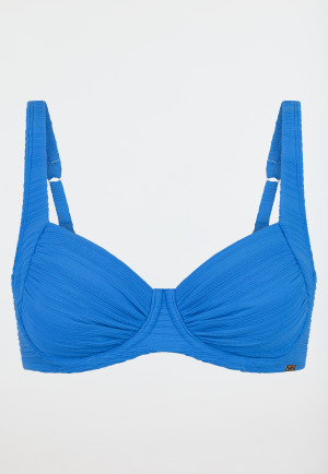 Bikini top with underwire jersey recycled stripes aquarium - Aqua