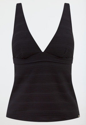 Tankini-Top Jersey recycelt Streifen schwarz - Aqua