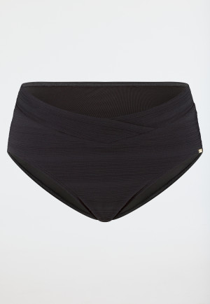 Bikinislip Retro Jersey recycelt Streifen schwarz - Aqua