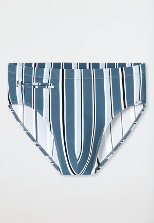 Costume da bagno con tasca con zip in tessuto a maglia riciclato a strisce blu atlantico - Aqua