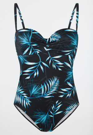 Maillot de bain à coque jersey recyclé palmier multicolore - Aqua
