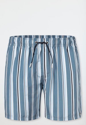 Short de bain matière tissée recyclée rayures bleu atlantique - Aqua