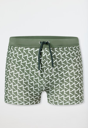 Slip de bain recyclé en tricot kaki imprimé - Aqua