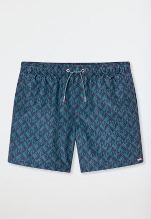Swim trunks woven fabric lobster green patterned - Aqua
