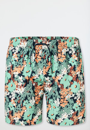 Badeshorts Webware recycelt Blumen multicolor - Aqua