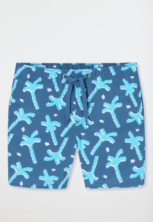Short de bain matière tissée recyclée SFP 40+ Palmier air - Aqua