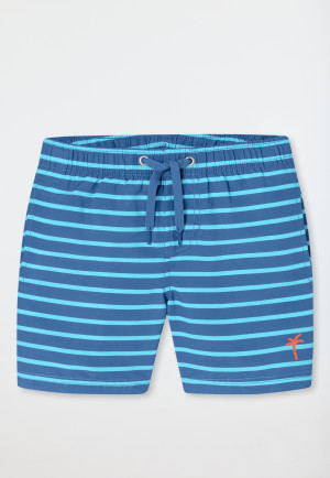 Short de bain matière tissée recyclée SFP 40+ rayures aqua - Aqua