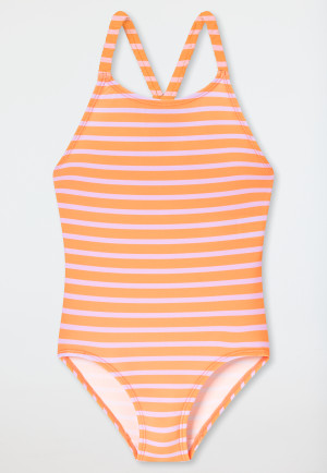 Swimsuit knitwear SPF40+ stripes light red - aqua