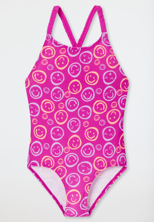 Swimsuit knitwear SPF40+ Smiley fuchsia - Aqua
