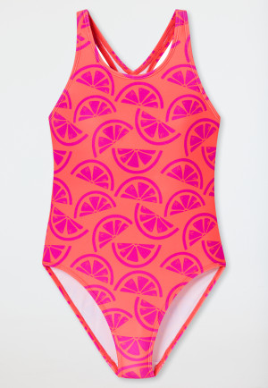 Swimsuit knitwear SPF40+ school sports lemons vivid red - Aqua