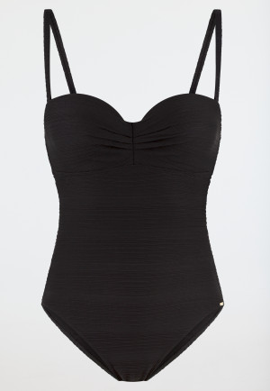 Maillot de bain jersey recyclé rayures noir - Aqua