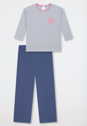 Pigiama lungo con cuore a righe blu denim - Nightwear per bambini