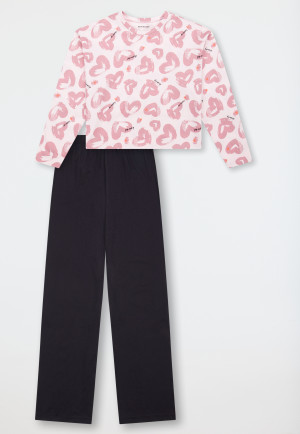 Pigiama lungo con cuori rosa tenue - Teens Nightwear