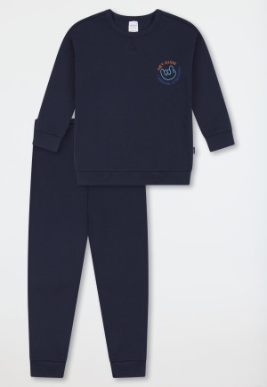 Pyjama long interlock poignet bleu foncé - Kids Nightwear