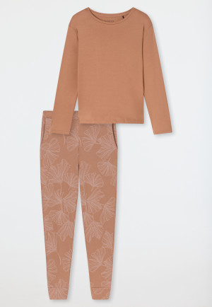 Pyjama long interlock poignet ginkgo rouille - Modern Nightwear