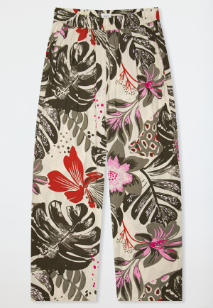 Pantaloni lunghi viscosa tessuto fiori multicolore Mix+ Relax