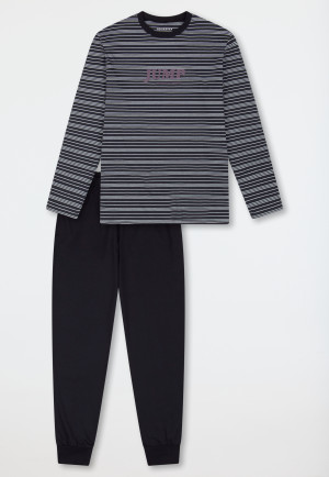 Pyjama long rayures bleu marine - Teens Nightwear