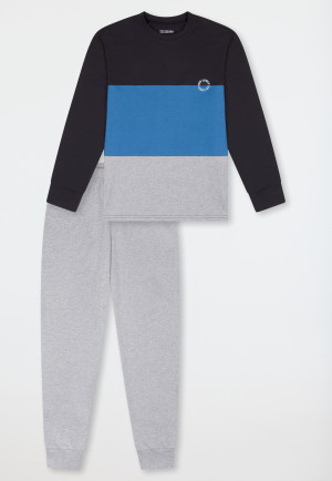 Pyjama long poignet colour blocking gris chiné - Teens Nightwear