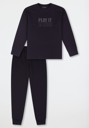 Pyjama long en sweat bleu marine avec poignets - Teens Nightwear