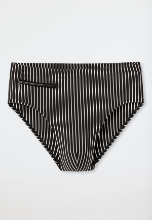 Badehose Reißverschlusstasche schwarz gestreift - Aqua