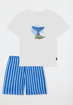 Pigiama corto a strisce di balena off-white - Kids Nightwear