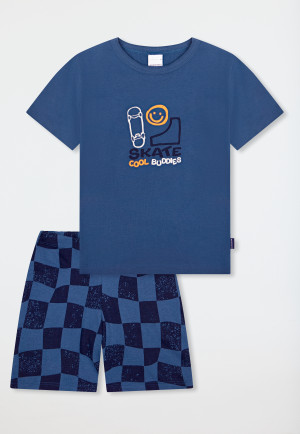 Pigiama corto a quadretti blu atlantico - Kids Nightwear