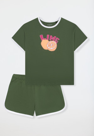 Pyjama court en sweat-shirt Lime olive - Teens Nightwear
