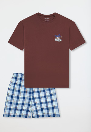 Pigiama corto a quadri surfer avana - Teens Nightwear